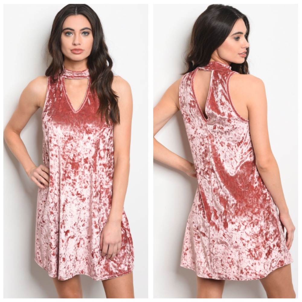 Mauve Velvet Cutout Dress